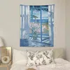 Pintura de ventana Tapiz Bohemio Estético Decoración de la habitación Alfombras de pared Foto Colgante J220804