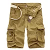 Summer Cotton Cargo Shorts Men Fashion Multi Pocket Solid Color Causal Mens Loose Outdoor MID No Belt 220621