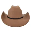 Hiver automne Vintage Western Cowboy chapeau pour hommes 8CM large bord Gentleman Lady Jazz Cowgirl chapeaux Sombrero Hombre casquettes