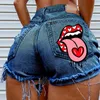 summer women s shorts pockets printed pattern big stone love ripped raw INS influencer 220713