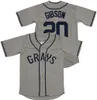 Mens Vintage 20 Josh Gibson Grays Jersey The Movie Negro Leagues NLBM Homestead Grays Stitched film Baseball White Jerseys S-3XL