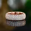 Mode Rose Gold Full White Zircon Rhinestone Ring for Women Girls Sweet Female Wedding Ring Jewelry Accessories