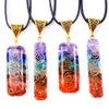 Mode orgonit chakela regnbåge halsband sju chakra reiki helande energi sten meditation hänge pendulum halsband