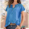 Women's Blouses & Shirts Fashion Western Ethnic Print Top Women Loose V Neck Short Sleeve Daily Casual Vntiage Shirt Summer Plus Size Blouse