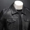 Mäns motorcykel läderjacka stor storlek Ficka svart dragkedja lapel Slim Fit Male Spring och Autumn High Quality Pu Coat M5XL 220816