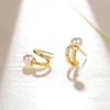 Stud 100 925 Sterling Silver Pearl Earring 50mm Round Circle Loop Gifts Simple Smooth Big Earrings For Women Jewelry1467580