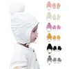 Kids Knitted Hats Gloves Set Baby Winter Beanie Mittens Wool Velvet Hip Hop Sports Windproof Knit Skull Caps Outdoor Wool Ear Protection Crochet Skullies Cap