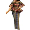 Bintarealwax tweedelige jurk Dashiki Afrikaanse jurken Pak Top en rokafdruk plus size kleding voor vrouwelijke sets voor elegant dame feest wy9021