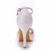 Women Bride Toe High Heels Wedding Shoes White Lace Pearl Rhinestone Stiletto Summer Party Sandals Pumps