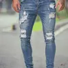 Hommes Jeans Regular Fit Trou Jean Pantalon Printemps Automne Streetwear Hommes Casual Denim Déchiré Skinny Pantalon Slim Biker Outwear 220524