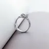 Bague Noeud Chatoyante Or Rose plaqué 925 Marque en Argent Sterling Femme Cadeau de Mariage Designer Bijoux Coffret Original pour bagues pandora