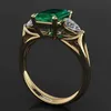 Banque émeraude verte de bijoux en or 14K pour femmes Bague Diamant Bizuteria anillos de pure émeraude Gemstone 14K Gold Ring pour les femmes Y7724357