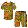 Est African Print Women S Men s T Shirts Set Africa Dashiki Mens Tracksuit Vintage Tops Sport and Leisure Summer Male Suit 220617