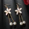 Dangle & Chandelier 2022 YaYi Jewelry Multi-Color White Pearl Rhinestone Crystal Women's Fashion Gold Color Long Hoop Stud Tassel Earrings
