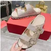 skor lat botten tofflor mode swarovski crystal strass sandal för kvinnor kvalitet äkta läder blixt borr spänne glider enkelt stilfull toffel