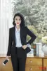 Dwuczęściowe spodnie kobiet formalne damskie czarne blezer garnitury biznesowe z spodniami i kurtką elegancki mundur biurowy styl wzorowy