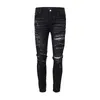 Мужские джинсы Дизайнер с буквами отверстия черная бедра разорванная лодыжка, разорванные разорванные брюки из бурные колена