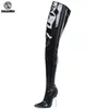 Crotch Boots Thigh High Sexy Fetish Long Boots 12cm Extreme High Heel Over-The-knee Shiny Matte Patent PU Leather Women Boots 220316