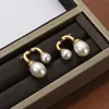 INS Wind Front and Lear Size Pearl Earrings Stud S925 Silver Needle Trand All-Match Fashion 18K Gold Women's Jewelry Gift ACC288U