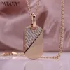 Pendant Necklaces PATAYA New Simple White Natural Zircon Oval Long Necklaces 585 Rose Gold Color Pendants Women Cute Engagement Fashion Jewelry G230206