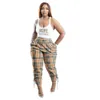 Plus Size S-5XL Womens Tracksuits 2 Piece Pants Set Casual Fashion Vest and Plaid Print Pants Summer Outfits Streetwear