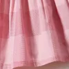 Printemps et automne à manches longues pour filles coton robe princesse robe à carreaux rose petite et douce robe d'enfants simples jupe g220506