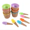 Seis colores/juego de tazones de helado con una cuchara es un regalo para los niños que aman la taza de postre 220408