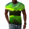 Summer Trend Men Print Aurora Graphic t Shirts 3d Fashion Casual Personality Natural Landscape Pattern Short Sleeve T-shirts