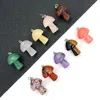 Mix Natural Stone charms Quartz Crystal Amethyst Agates Aventurine Mushroom Pendant for DIY Jewelry Making Accessories