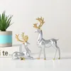 Nordic Christmas Reindeer Decorative Objects Figurine Geometric Resin Sitting Standing Elk Deer Statue For Home Office Decoration 2pcs