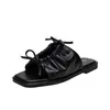 スリッパスライド女性靴ファッション蝶ネクタイのビーチサンダルセクシーなフォールドホローアウトスリッパ汎用性レディ220525