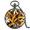Orologi da taschino Moda Colorato Personalizzato Più Piante Tropicali Foglie Fiori Design Catena per orologi al quarzo Relojes De BolsilloPocket