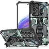 Stuffsäker hybrid inbyggda kickstandsfall för Samsung Galaxy A53 5G A73 A33 A13 A03S A22 A32 A42 M23 M33 Camouflage Camo Stand Armor Phone Covers