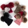 Baby Caps Jongens Hoeden Accessoires Peuter Kinderen Meisje Jongen Baby Baby Winter Warm Gehaakte Gebreide Muts Bontballen Beanie Cap GC1007