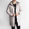 Plus size men039s longo trench coat nova primavera outono preto cinza blusão masculino jaqueta com capuz roupas casuais 6xl 7xl 8xl 2208038032513