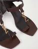 Летние роскошные дизайнерские женские сандалии на высоком каблуке Cassandra Medallion Toe-Ring Sandals черная кожа крутые вечерние свадебные туфли с коробкой 35-43