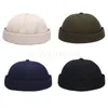 ユニセックスレトロドームメロンBrimless Beanie Cap Solid Color Trend Yuppies Docker Hat ThinkThendo 220629