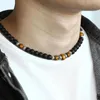 Chaînes Collier de perles en pierre naturelle pour hommes femmes fermoir à homard réglable mélangé noir mat oeil de tigre charme bijoux cadeaux LDN145Chains Heal2