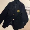 Kvinnors kostymer blazers brev broderi kostym jacka vit för kvinnor lång ärm överdimensionerad kappa lös blazer kontor damer svarta toppar