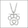 Подвесные ожерелья подвески ювелирные украшения 10Styles Love Heart Dog Paws Ожерелье для ног всегда в моих любителях животных кошек.