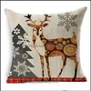 Pillow Case Bedding Supplies Home Textiles Garden Ll Christmas Retro Linen Cushion Er Square Throw Ers Jj