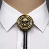 Bow Ties Copper And Silver Round Shape Bolo Tie For Man Cowboy Western Cowgirl Leather Rope Zinc Alloy NecktieBow BowBow