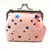 DHL100pcs Coin Purses Women Flannelette Hot Five-pointed Star Prints Hasp Small Wallet Mix Color