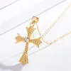 Colliers pendentifs Croix Crucifix collier pendentif en cristal clair pour hommes femmes prière jésus lien chaîne collier en gros bijoux argent or colliers