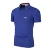 Polos yaz erkek golf gömlekleri hızlı kuru nefes alabilen polyester/spandeks kısa kollu üstler takım elbise tişörtleri