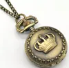 Wholesale 100pcs/lot Mix 30 Designs Case Dia 2.5CM Pendant Chain Quartz Bronze Small Crown Watch Pocket Watch PW048