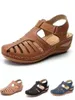 Sandalias de verano para mujer, zapatos de mujer de costura informal con hebilla Vintage de cuero para niñas, zapatos de plataforma sólidos para mujer, sandalias