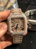 Designer Relógios Esqueleto Sier Novo Moissanite Diamantes Assista PASS TEST Movimento de Quartzo Top Quality Homens Full Iced Out Sapphire Relógios com Caixa TFG1LHTD