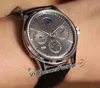 V9F Master Ultra Thin Perpetual Calendar A868 자동 남성 시계 Q1302520 강철 케이스 회색 다이얼 달달 위상 가죽 스트랩 시계 265x