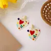 Stud Acrylic Colorful Geometric Square Heart Graffiti Plant Drop Earrings For Women Sweet Candy Color Resin Jewelry Cute GirlStud Kirs22